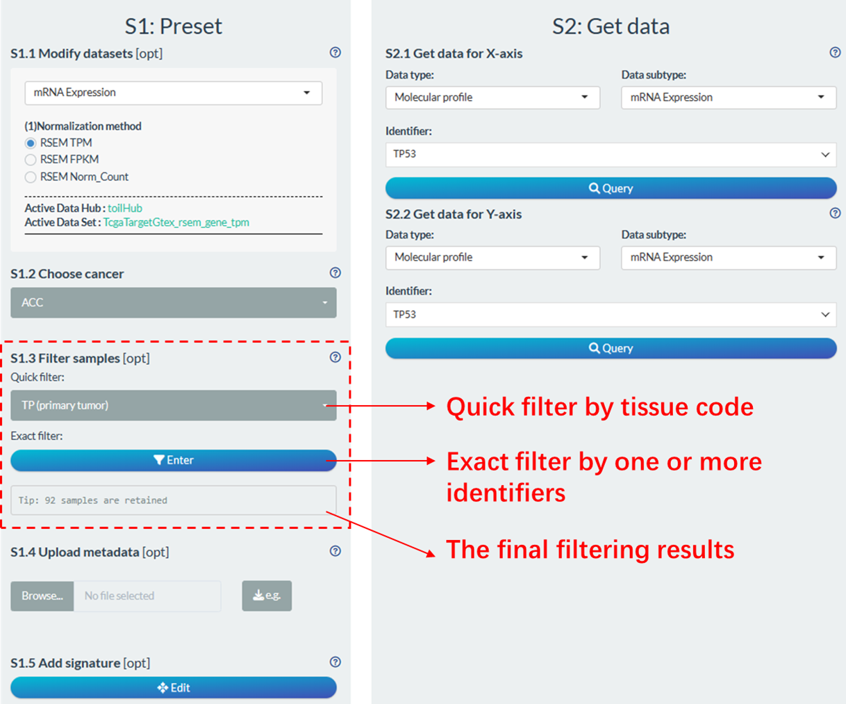 Sample filtering module