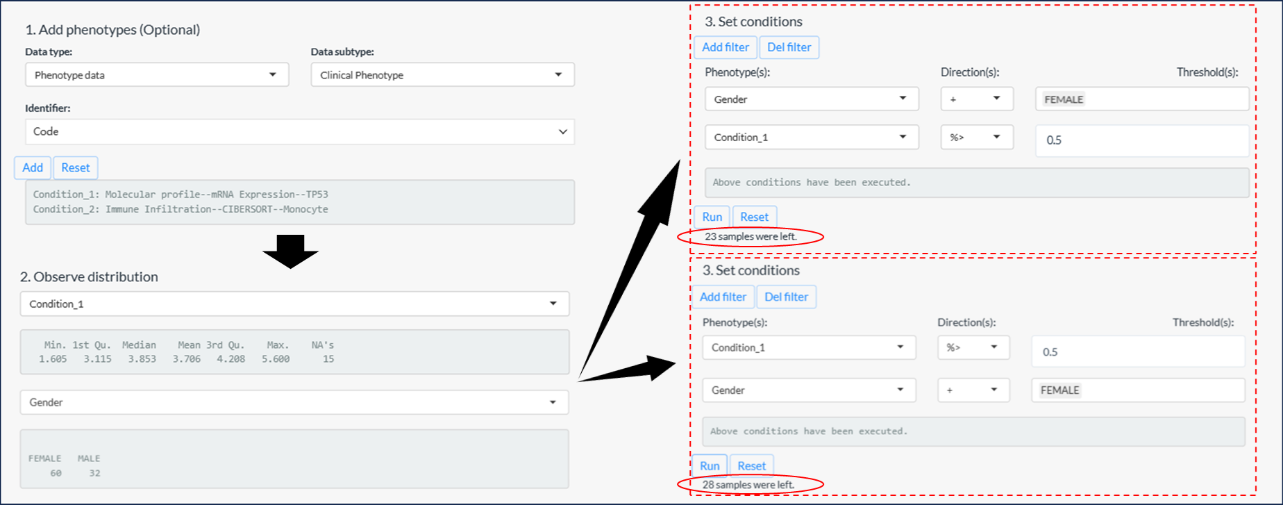 3 steps of sample filtering