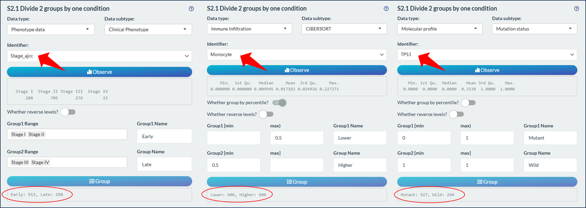 Sample grouping module